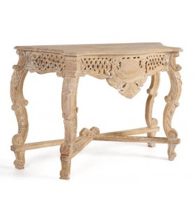 CONSOLA 120 X 42 X 76 UNIDA MADERA TALLADA PATINADA EN BLANCO