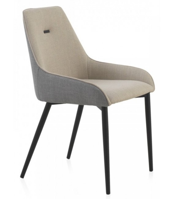SILLA 57 X 50 X 81 LUCILLE TELA GRIS Y BEIGE METAL NEGRO