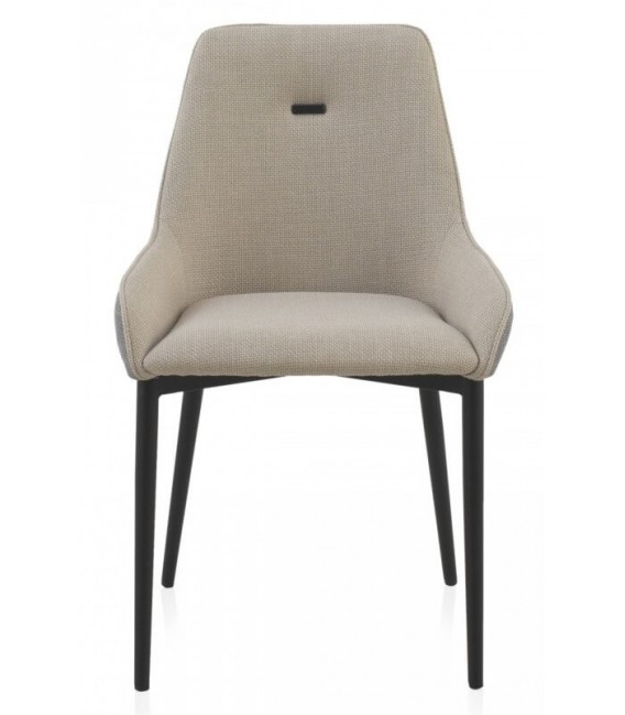 SILLA 57 X 50 X 81 LUCILLE TELA GRIS Y BEIGE METAL NEGRO