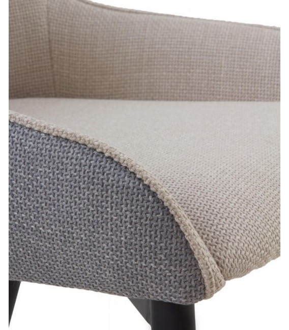 SILLA 57 X 50 X 81 LUCILLE TELA GRIS Y BEIGE METAL NEGRO