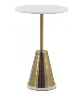 MESITA AUXILIAR 41 Ø X 61 CRISPIS METAL DORADO MARMOL BLANCO