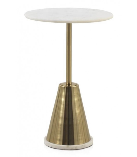 MESITA AUXILIAR 41 Ø X 61 CRISPIS METAL DORADO MARMOL BLANCO