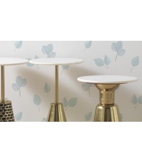 MESITA AUXILIAR 41 Ø X 61 CRISPIS METAL DORADO MARMOL BLANCO