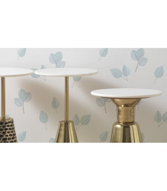 MESITA AUXILIAR 41 Ø X 61 CRISPIS METAL DORADO MARMOL BLANCO