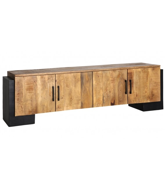 MUEBLE DE TV 170 X 40 X 50 TAMSI MADERA MANGO NATURAL Y NEGRO