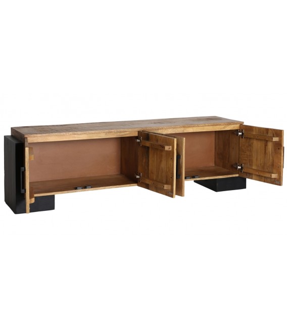 MUEBLE DE TV 170 X 40 X 50 TAMSI MADERA MANGO NATURAL Y NEGRO