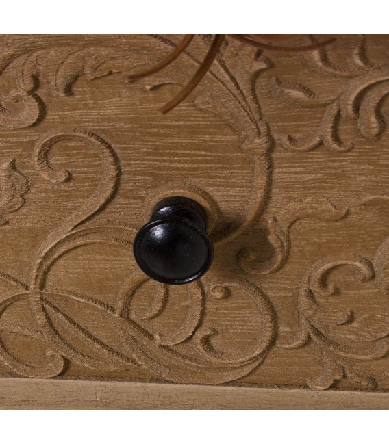 COMODA 89 X 39 X 81 NANCI MADERA TALLADA NATURAL METAL NEGRO