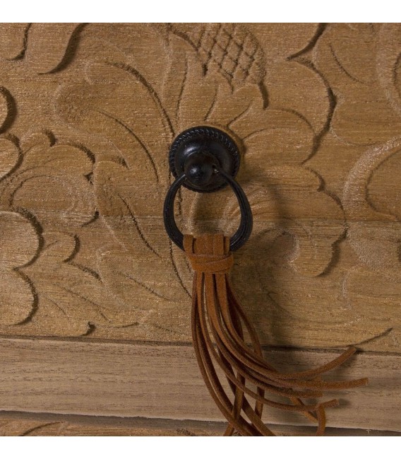 COMODA 89 X 39 X 81 NANCI MADERA TALLADA NATURAL METAL NEGRO