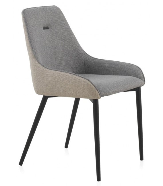 SILLA 57 X 50 X 81 LUCILLE TELA BEIGE Y GRIS METAL NEGRO