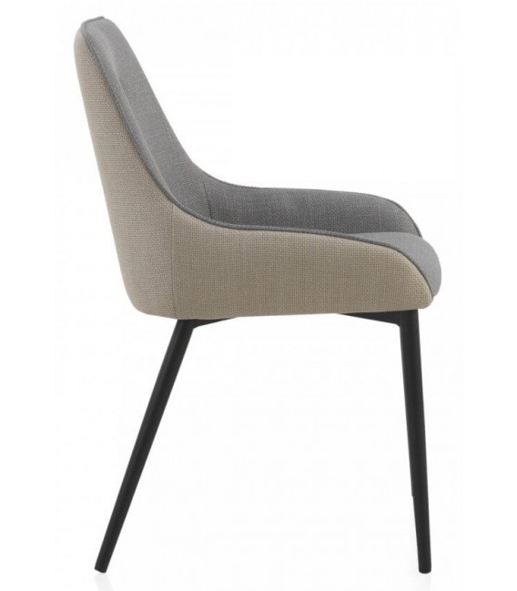 SILLA 57 X 50 X 81 LUCILLE TELA BEIGE Y GRIS METAL NEGRO