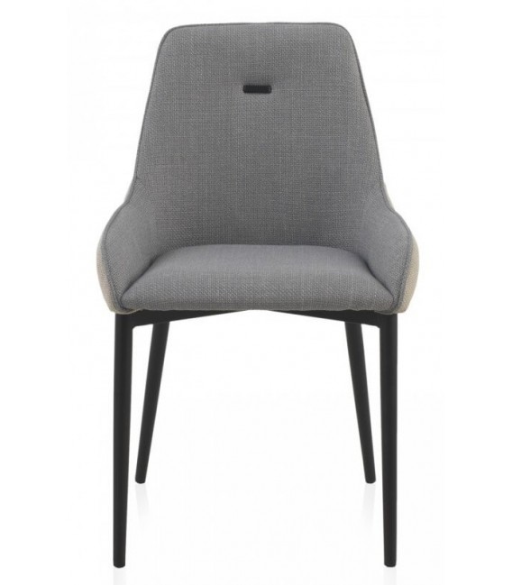 SILLA 57 X 50 X 81 LUCILLE TELA BEIGE Y GRIS METAL NEGRO