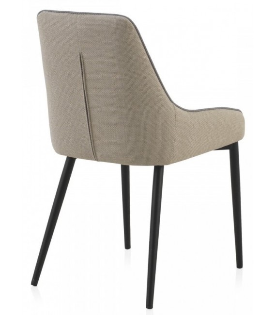 SILLA 57 X 50 X 81 LUCILLE TELA BEIGE Y GRIS METAL NEGRO