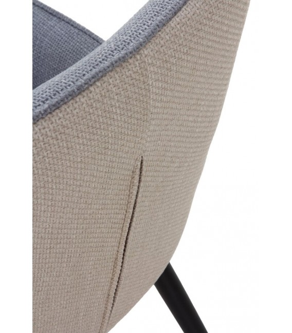 SILLA 57 X 50 X 81 LUCILLE TELA BEIGE Y GRIS METAL NEGRO