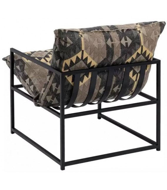 SILLON 70 X 84 X 86 KILIM AMARILLO TOPO Y NEGRO METAL NEGRO