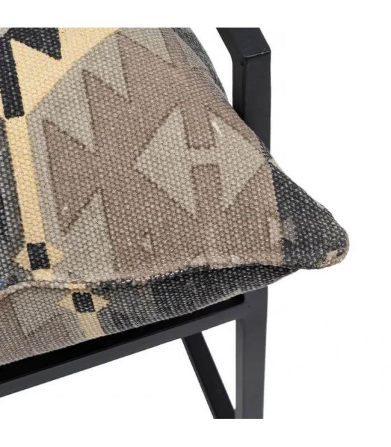 SILLON 70 X 84 X 86 KILIM AMARILLO TOPO Y NEGRO METAL NEGRO