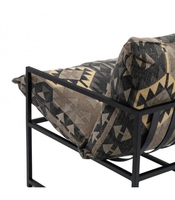 SILLON 70 X 84 X 86 KILIM AMARILLO TOPO Y NEGRO METAL NEGRO