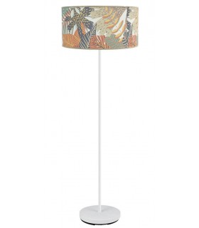 LAMPARA DE PIE 40 Ø X 164 TROPIA METAL BLANCO TEXTIL ESTAMPADO