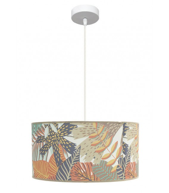 LAMPARA DE TECHO 40 Ø X 111 TROPIA METAL BLANCO TEXTIL ESTAMPADO