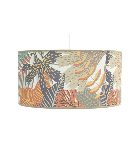 LAMPARA DE TECHO 40 Ø X 111 TROPIA METAL BLANCO TEXTIL ESTAMPADO