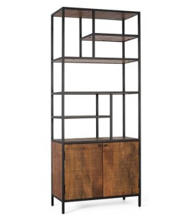 ESTANTERIA 80 X 40 X 190 MILANA METAL NEGRO MADERA MANGO