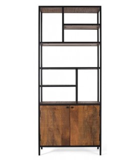 ESTANTERIA 80 X 40 X 190 MILANA METAL NEGRO MADERA MANGO