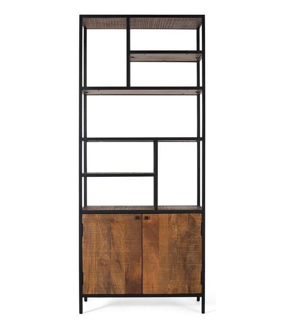 ESTANTERIA 80 X 40 X 190 MILANA METAL NEGRO MADERA MANGO