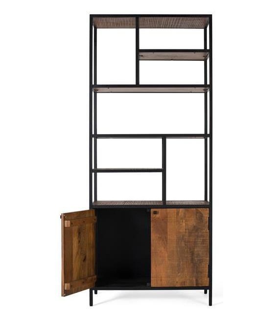 ESTANTERIA 80 X 40 X 190 MILANA METAL NEGRO MADERA MANGO