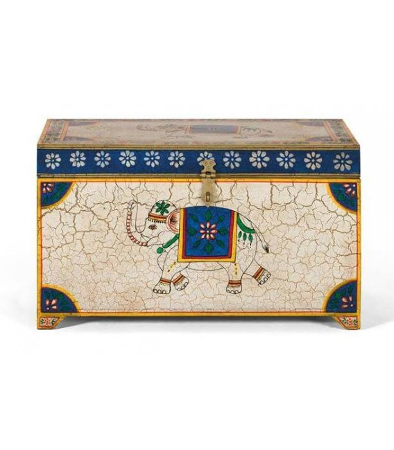 BAUL 60 X 33 X 36 ARAPEA MADERA DEORADA ARTESANALMENTE MULTICOLOR