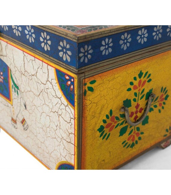 BAUL 60 X 33 X 36 ARAPEA MADERA DEORADA ARTESANALMENTE MULTICOLOR
