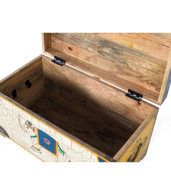 BAUL 60 X 33 X 36 ARAPEA MADERA DEORADA ARTESANALMENTE MULTICOLOR