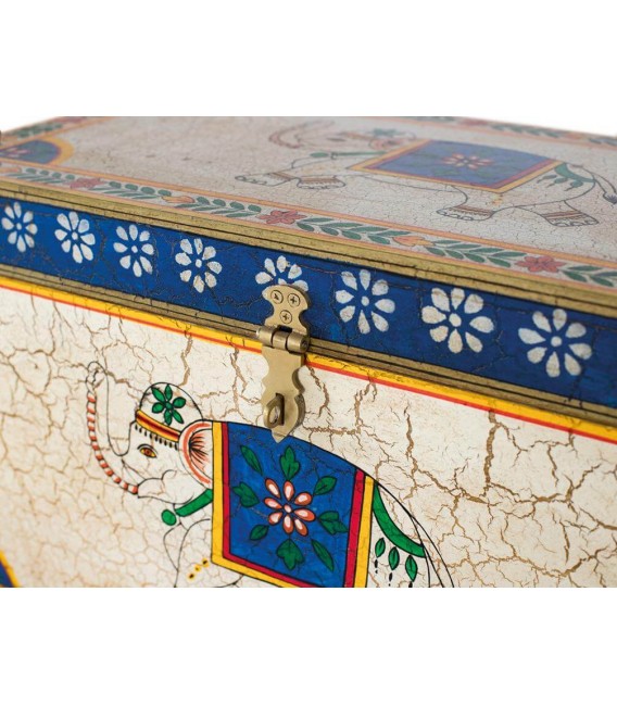 BAUL 60 X 33 X 36 ARAPEA MADERA DEORADA ARTESANALMENTE MULTICOLOR
