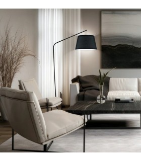 LAMPARA DE PIE 40  X 98 X 181 MODERN METAL Y TEXTIL NEGRO