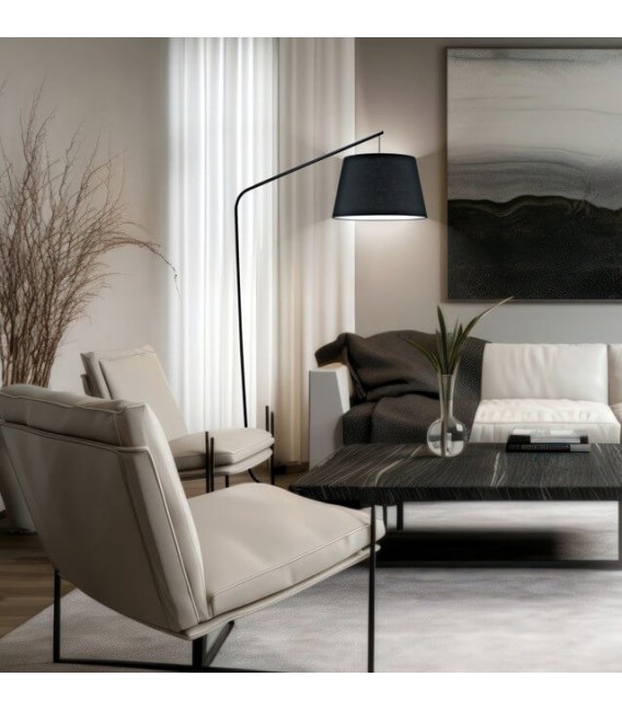 LAMPARA DE PIE 40  X 98 X 181 MODERN METAL Y TEXTIL NEGRO