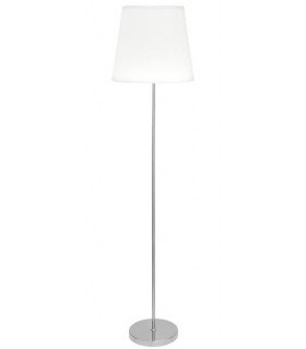 LAMPARA DE PIE 40 Ø X 175 CONO METAL CROMADO TEXTIL BLANCO