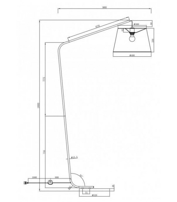 LAMPARA DE PIE 40  X 98 X 181 MODERN METAL Y TEXTIL BLANCO