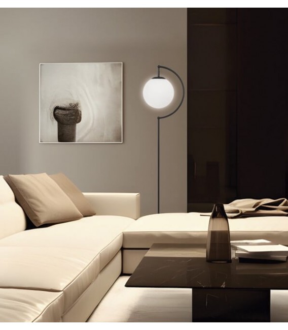 LAMPARA DE PIE 25 Ø X 160 DAMIS METAL NEGRO CRISTAL BLANCO