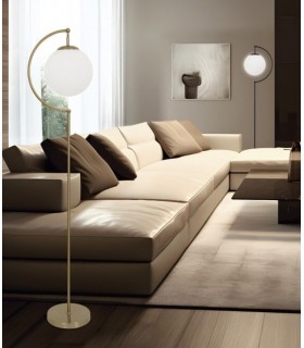 LAMPARA DE PIE 25 Ø X 160 DAMIS METAL ORO CRISTAL BLANCO
