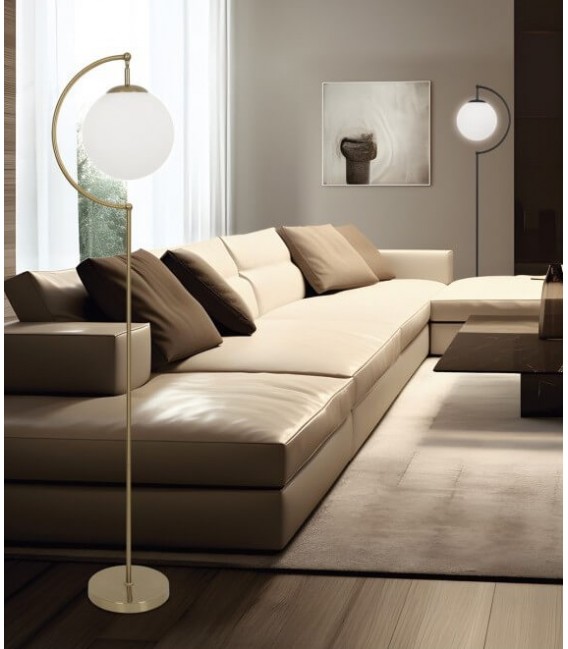 LAMPARA DE PIE 25 Ø X 160 DAMIS METAL ORO CRISTAL BLANCO