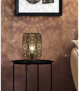 LAMPARA DE SOBREMESA 18 Ø X 27 TITAN METAL NEGRO Y ORO