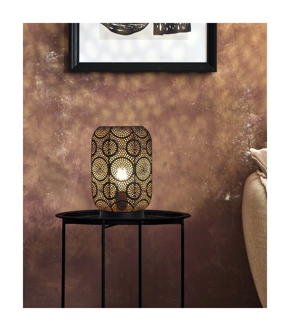 LAMPARA DE SOBREMESA 18 Ø X 27 TITAN METAL NEGRO Y ORO
