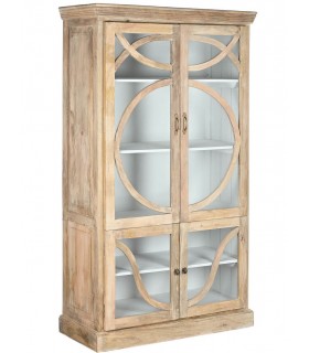 VITRINA 120 X 50 X 205 NAPOLI MADERA NATURAL Y BLANCO