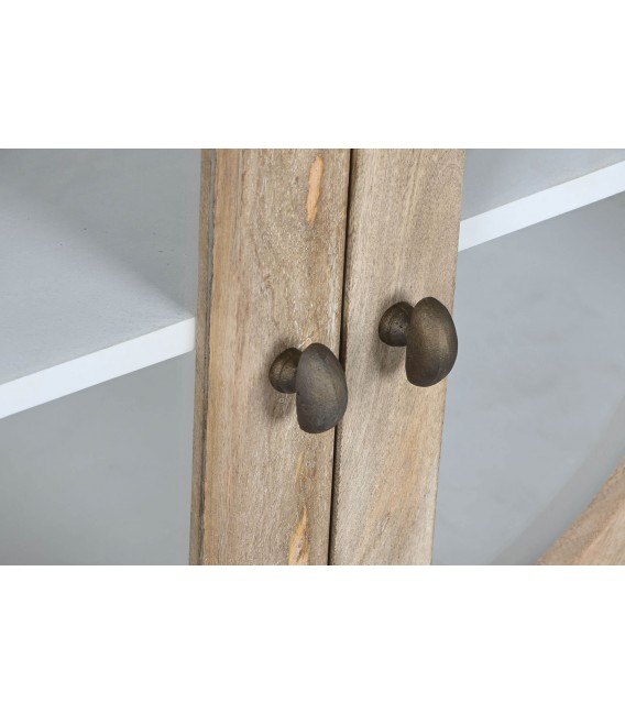 VITRINA 120 X 50 X 205 NAPOLI MADERA NATURAL Y BLANCO