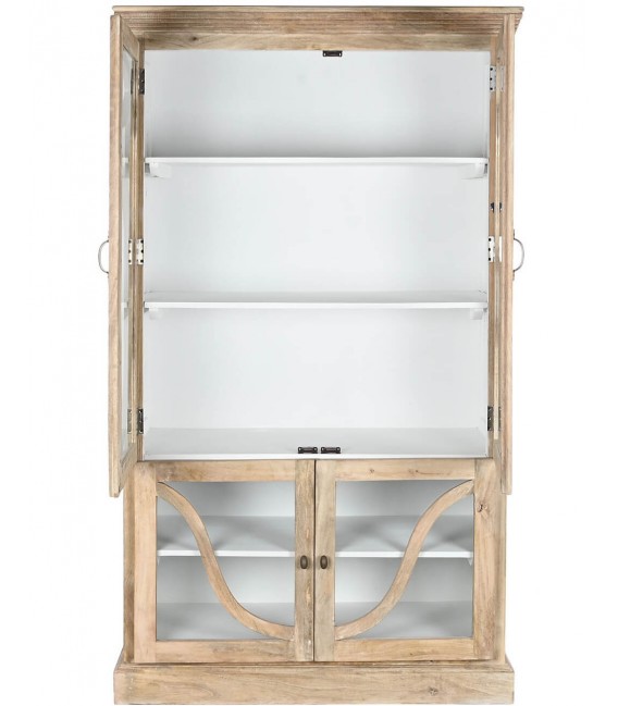 VITRINA 120 X 50 X 205 NAPOLI MADERA NATURAL Y BLANCO