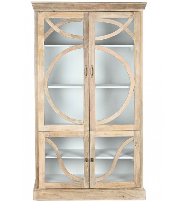 VITRINA 120 X 50 X 205 NAPOLI MADERA NATURAL Y BLANCO