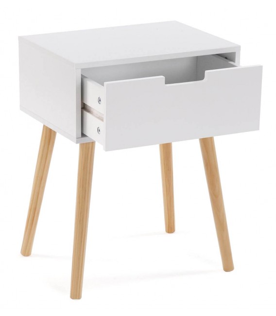 MESITA AUXILIAR 40 X 30 X 52 PAPIRO MDF BLANCO MADERA NATURAL