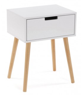 MESITA AUXILIAR 40 X 30 X 52 PAPIRO MDF BLANCO MADERA NATURAL