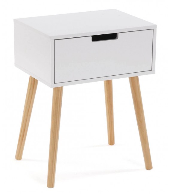 MESITA AUXILIAR 40 X 30 X 52 PAPIRO MDF BLANCO MADERA NATURAL