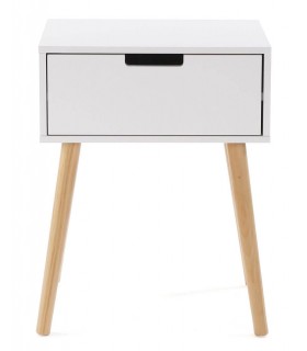 MESITA AUXILIAR 40 X 30 X 52 PAPIRO MDF BLANCO MADERA NATURAL