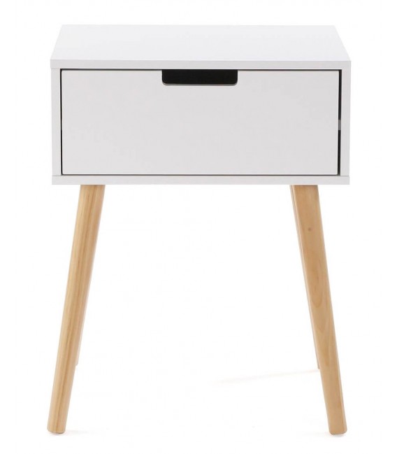 MESITA AUXILIAR 40 X 30 X 52 PAPIRO MDF BLANCO MADERA NATURAL