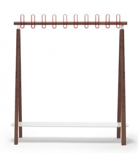 PERCHERO TIPO BURRO 135 X 41 X 145 LARDI NOGAL Y ROJO